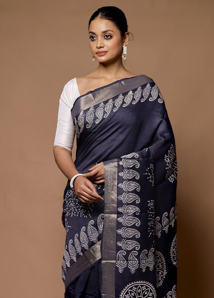 Grey Chanderi Cotton Saree With Blouse Piece Largest Supplier