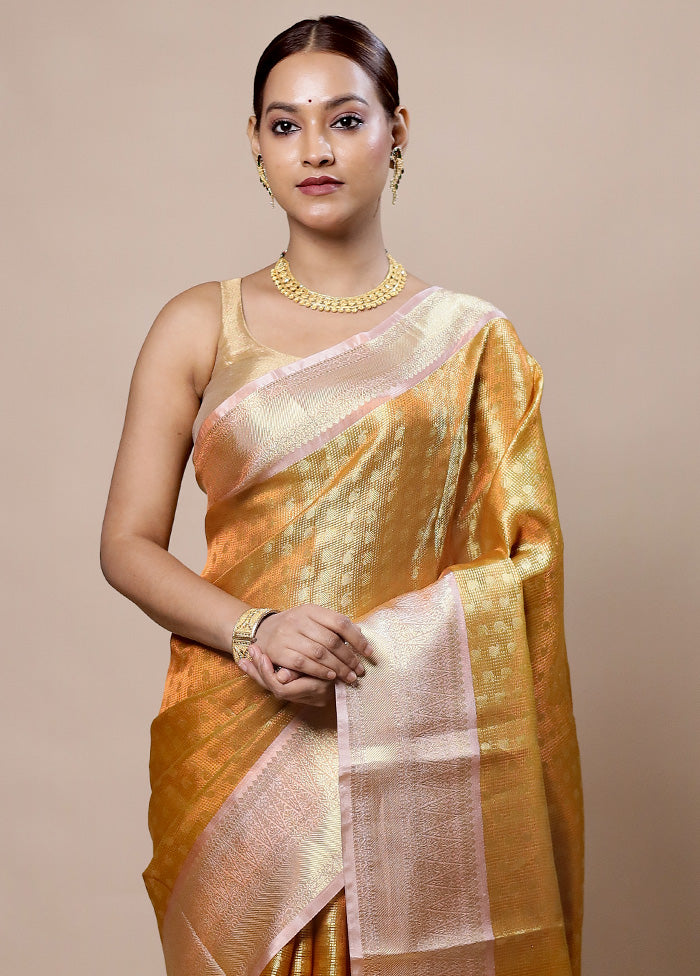 Golden Tissue Silk Saree With Blouse Piece Outlet Cheap Quality