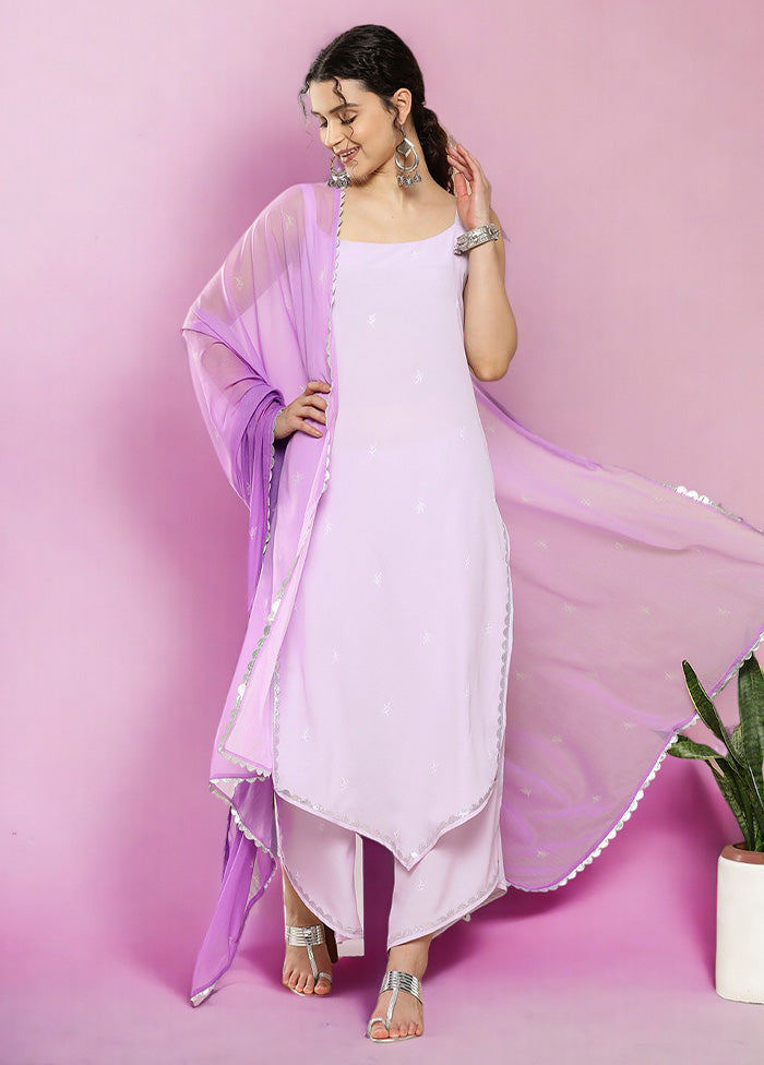 3 Pc Lavender Readymade Silk Dupatta Suit Set Pay With Visa Sale Online