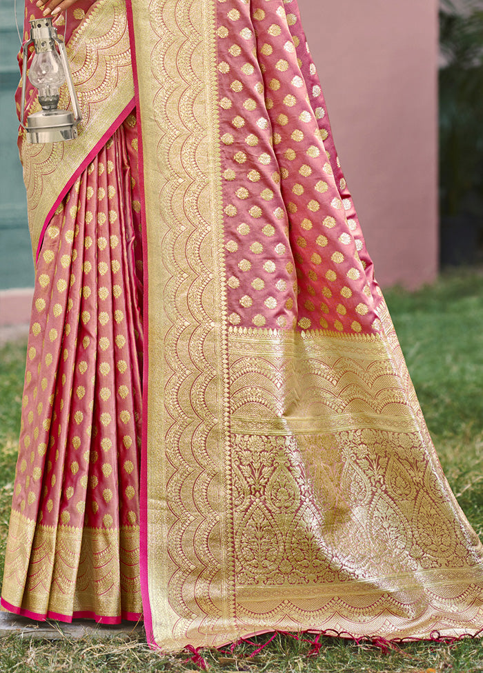 Pink Spun Silk Saree With Blouse Piece Outlet