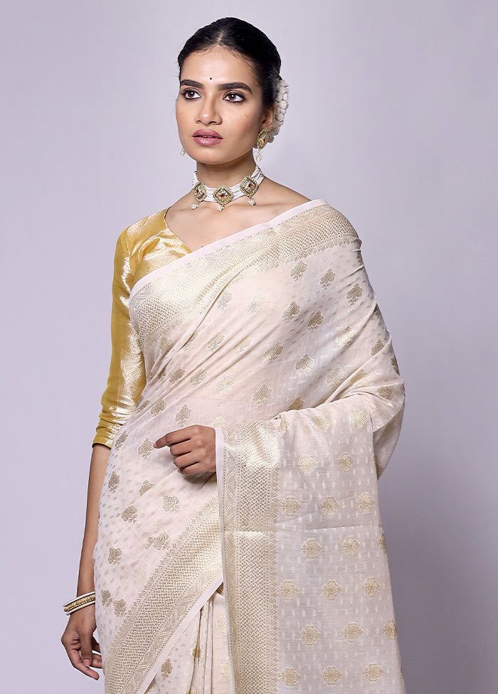 White Kora Silk Saree With Blouse Piece Cheap Finishline