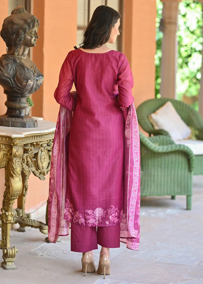 3 Pc Pink Readymade Rayon Dupatta Suit Set Popular Cheap Online