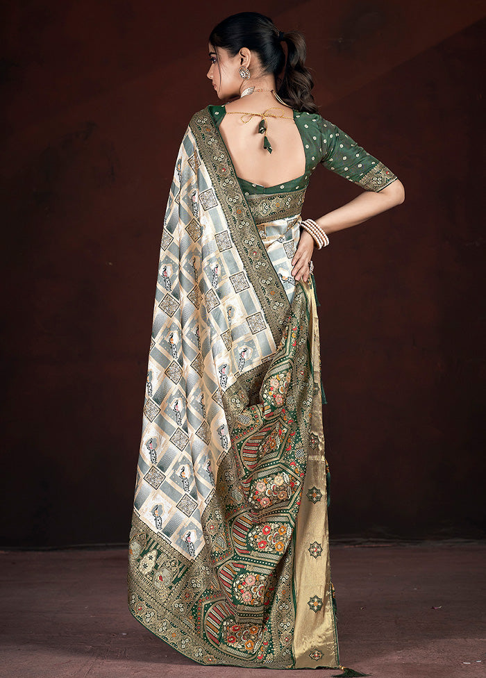 Green Banarasi Silk Saree With Blouse Piece Outlet Official Site