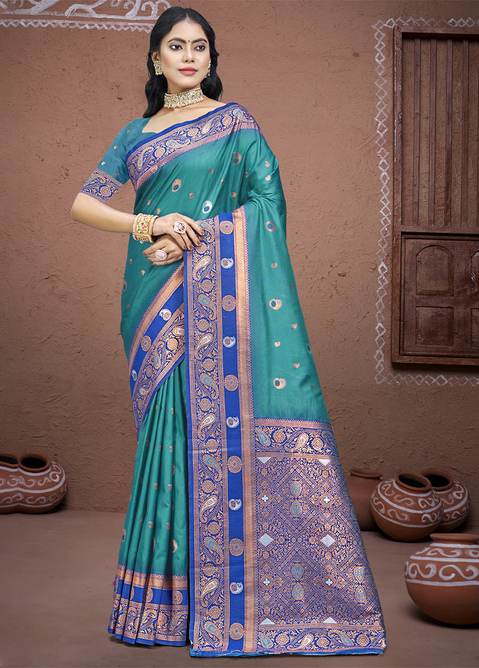 Sky Blue Dupion Silk Saree With Blouse Piece Good Selling Online