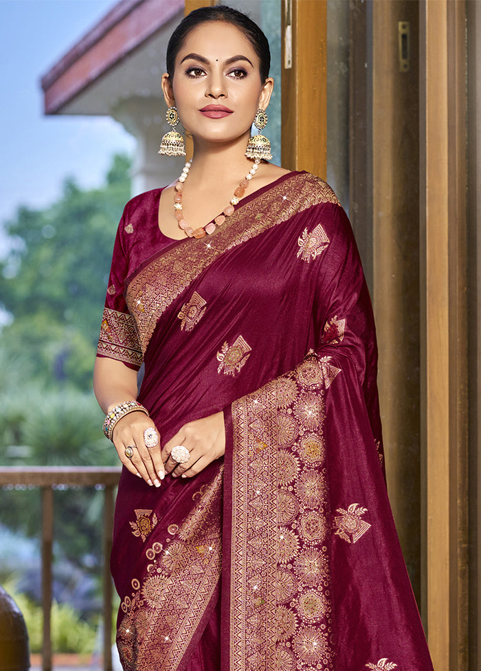 Magenta Dupion Silk Saree With Blouse Piece Latest Sale Online