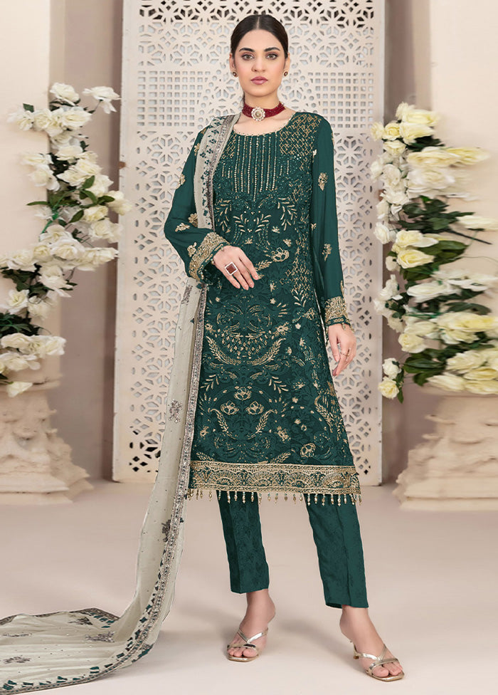 3 Pc Green Semi Stitched Georgette Suit Set Buy Cheap Comfortable