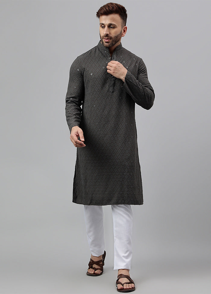 2 Pc Grey Viscose Kurta Pajama Set From China