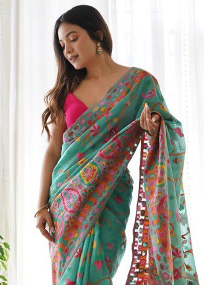 Green Banarasi Silk Saree With Blouse Piece Factory Outlet For Sale