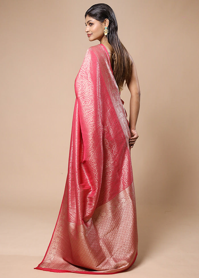 Pink Dupion Silk Saree With Blouse Piece High Quality Cheap Pice