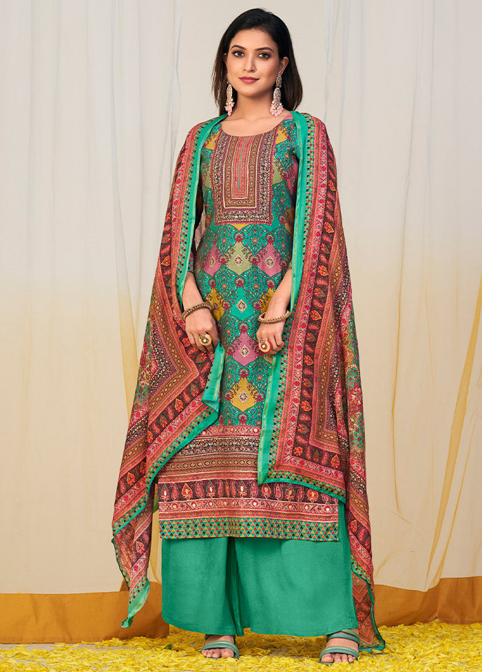 3 Pc Green Unstitched Silk Suit Set Cheap Sale Ebay