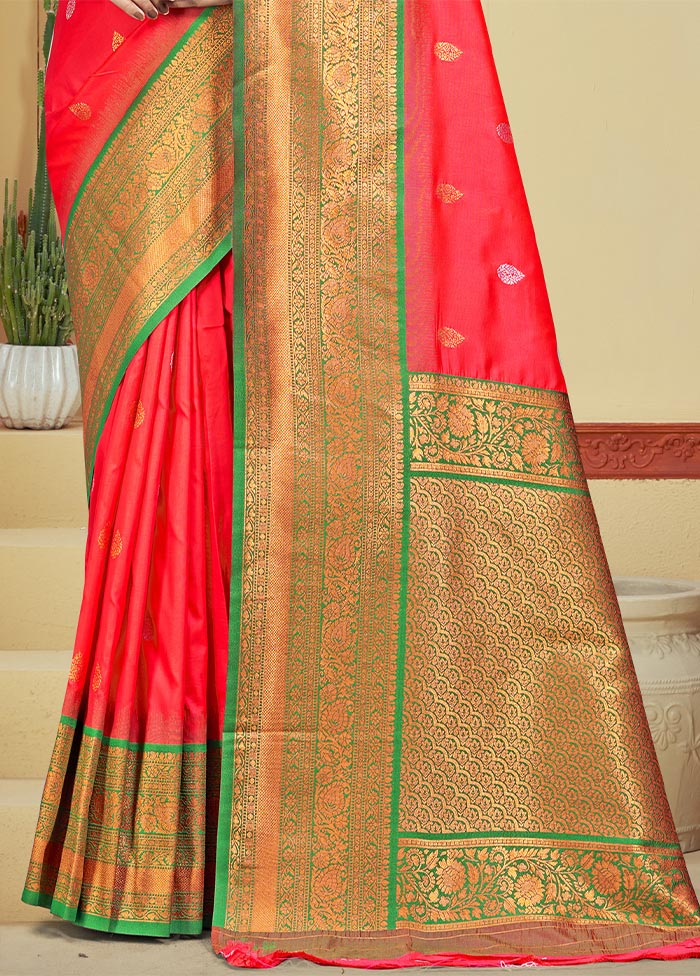 Pink Dupion Silk Saree With Blouse Piece Top Quality For Sale