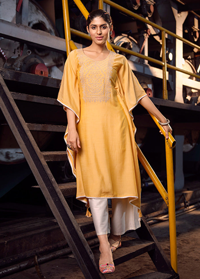 2 Pc Yellow Readymade Cotton Kurti Set In China Cheap Pice