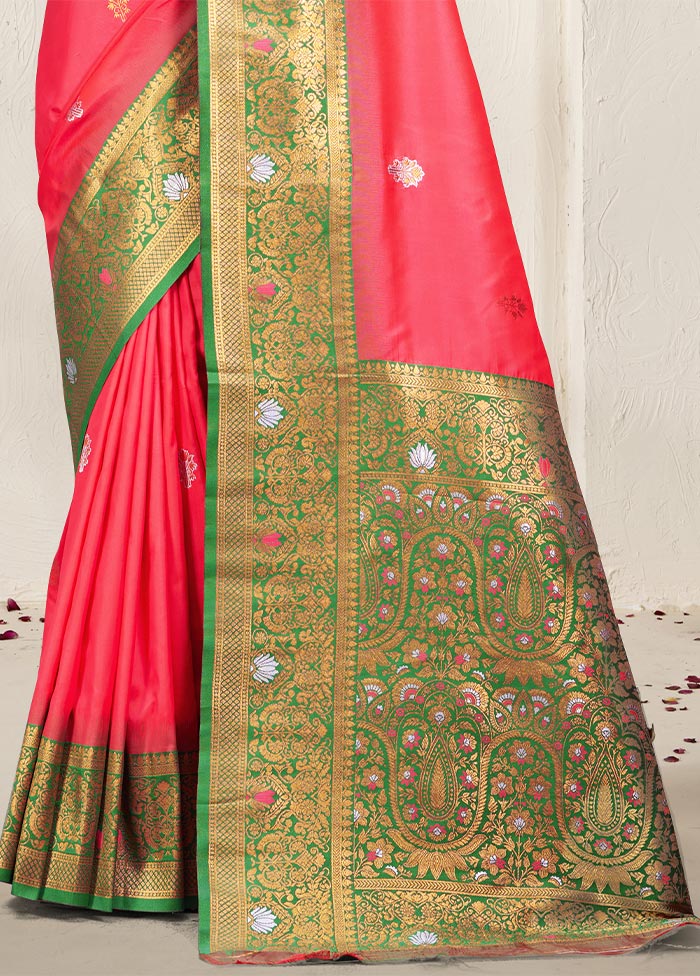 Pink Dupion Silk Saree With Blouse Piece Best Pices For Sale