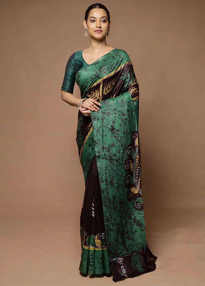 Black Printed Silk Saree Without Blouse Piece Sale Fake