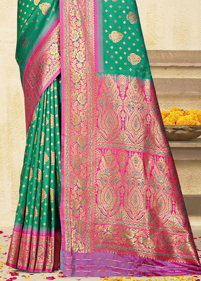 Teal Green Dupion Silk Saree With Blouse Piece Discount Largest Supplier