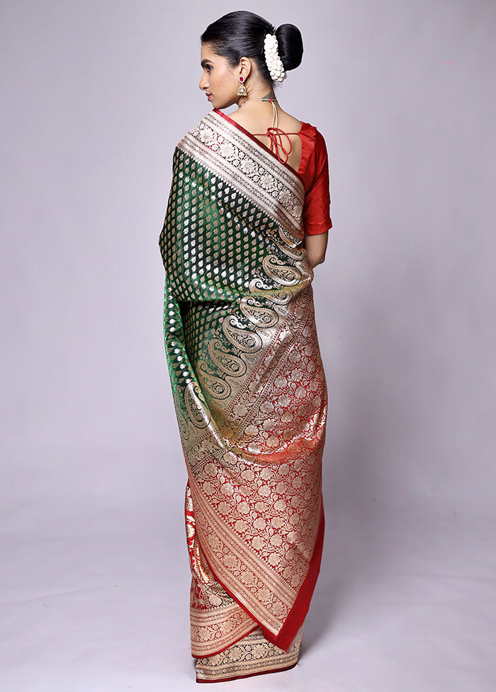 Green Banarasi Silk Saree With Blouse Piece Free Shipping Real