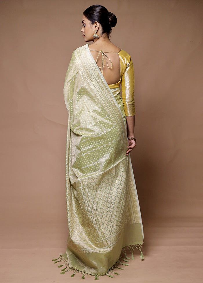 Green Tissue Silk Saree With Blouse Piece Low Pice Fee Shipping Sale Online