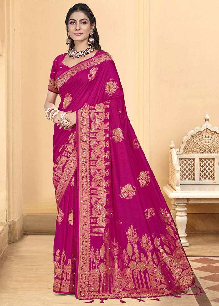 Pink Spun Silk Saree With Blouse Piece Cheap Sale View