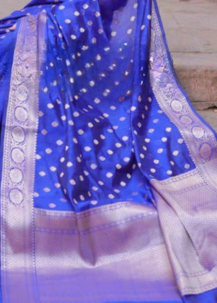 Royal Blue Banarasi Silk Saree With Blouse Piece Official Cheap Online