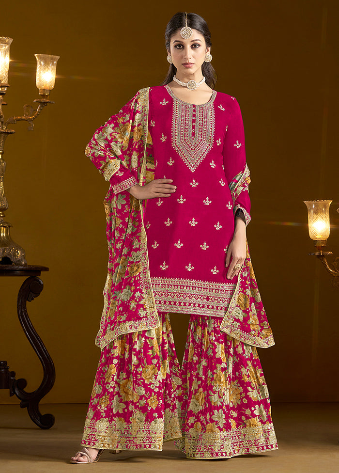 3 Pc Pink Readymade Silk Dupatta Suit Set Buy Cheap With Mastercard