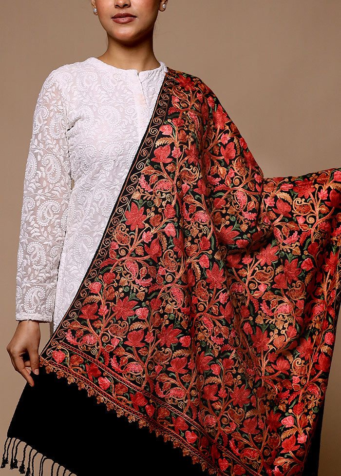 Black Woven Work Shawl Outlet Cheap Quality