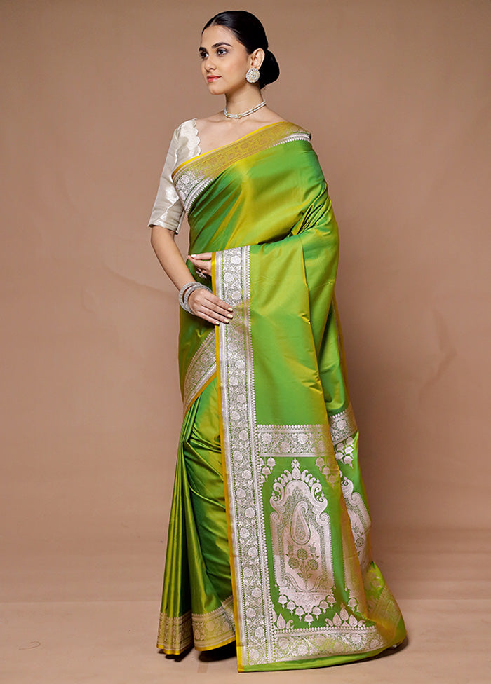 Green Katan Silk Saree With Blouse Piece Cheap Original