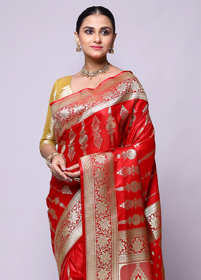 Red Banarasi Silk Saree With Blouse Piece Buy Cheap Buy