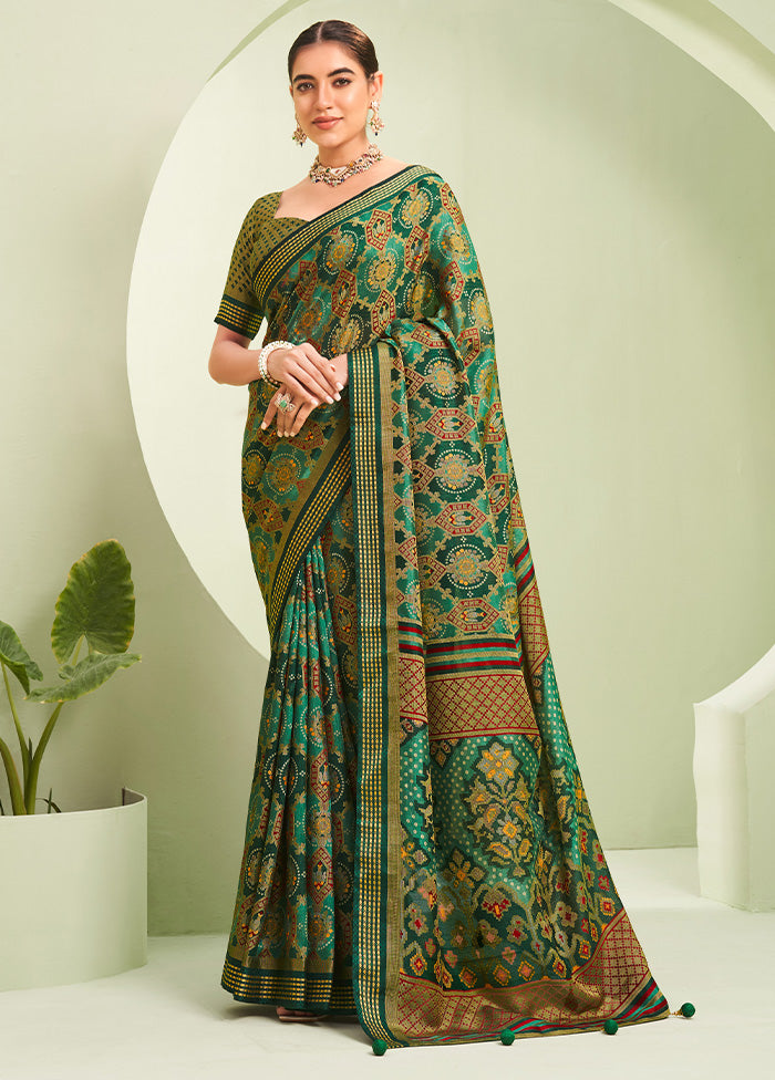 Green Georgette Saree With Blouse Piece Free Shipping In China