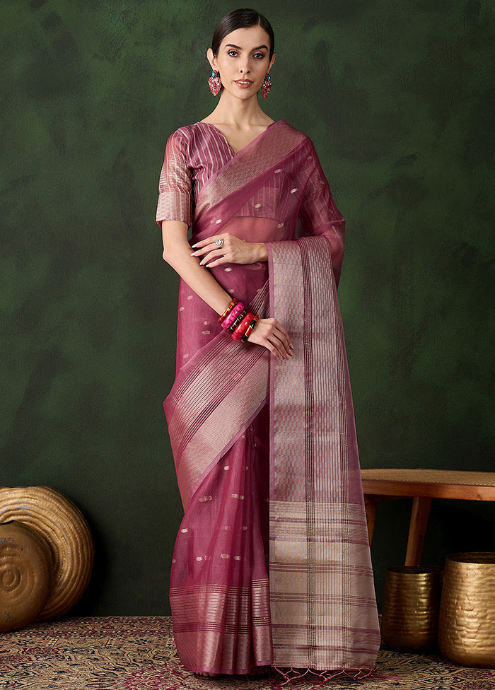 Magenta Organza Saree With Blouse Piece Footlocker Finishline Online