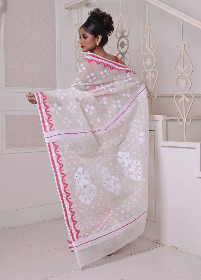 Off White Pure Cotton Texture Saree Without Blouse Piece Free Shipping Discounts