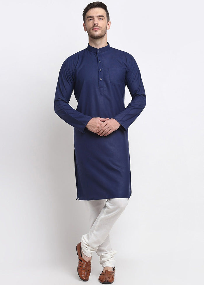 Navy Blue Cotton Kurta And Pajama Set Cheap Sale View