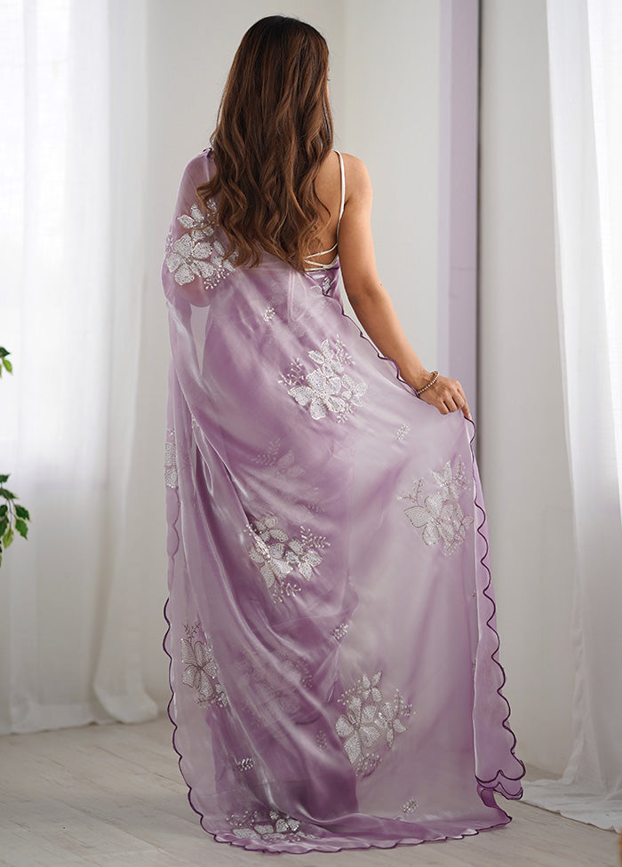 Lavender Spun Silk Saree With Blouse Piece Factory Outlet Cheap Pice