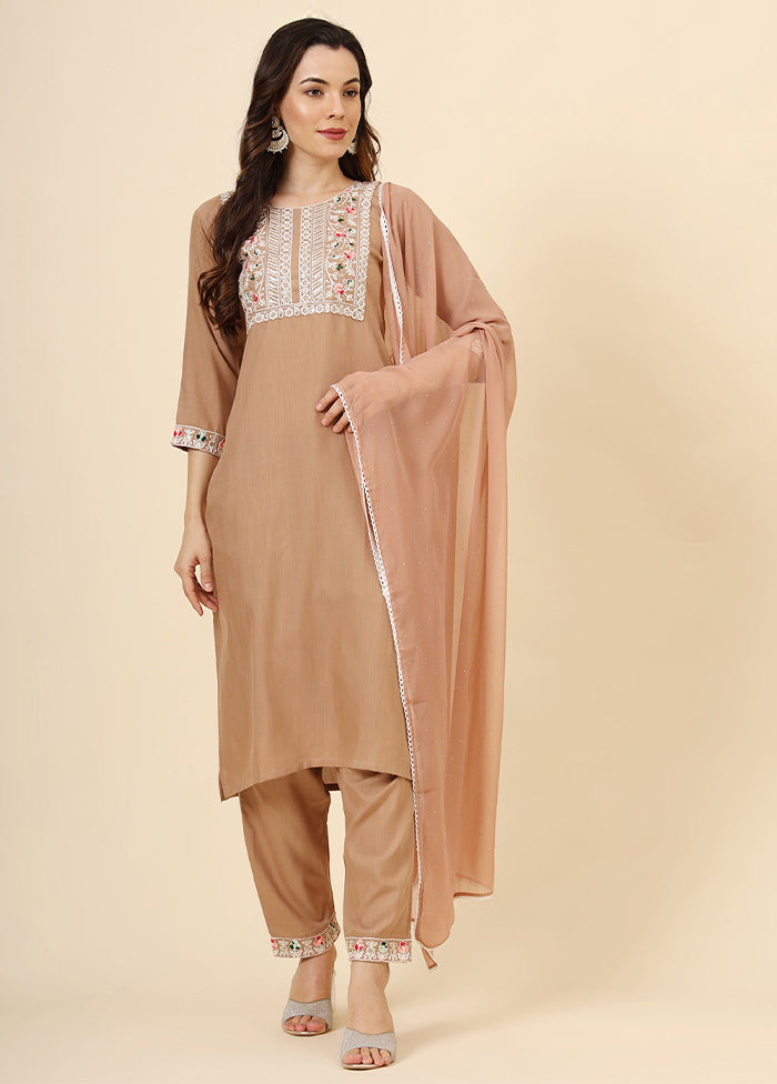 3 Pc Peach Readymade Cotton Suit Set Outlet Choice