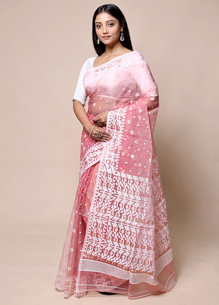 Pink Pure Tant Jamdani Saree Without Blouse Piece Buy Cheap Low Cost