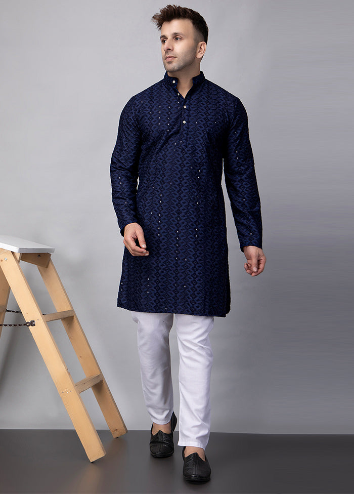 2 Pc Navy Blue Viscose Kurta Pajama Set Clearance Tumblr