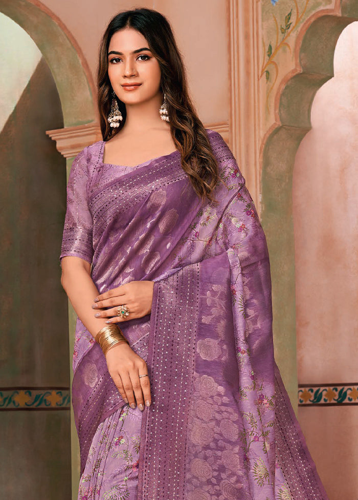 Purple Spun Silk Saree With Blouse Piece For Nice