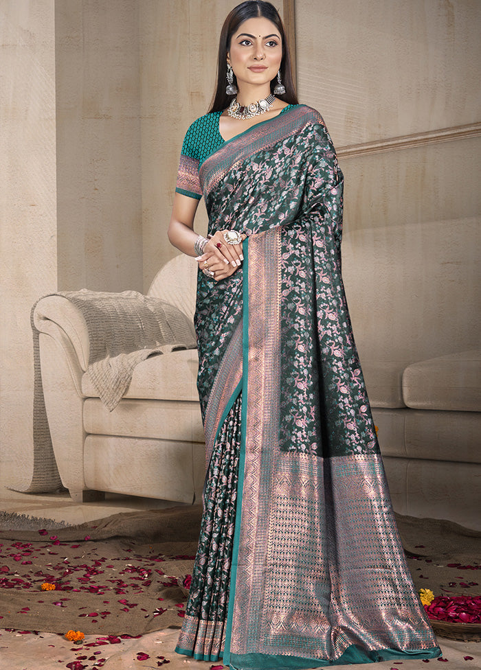 Sea Green Spun Silk Saree With Blouse Piece Cheap Wiki