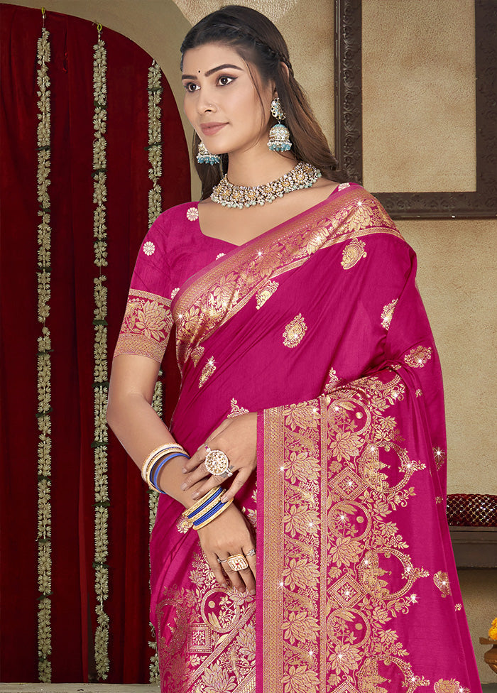 Pink Spun Silk Saree With Blouse Piece 2025 Unisex Online