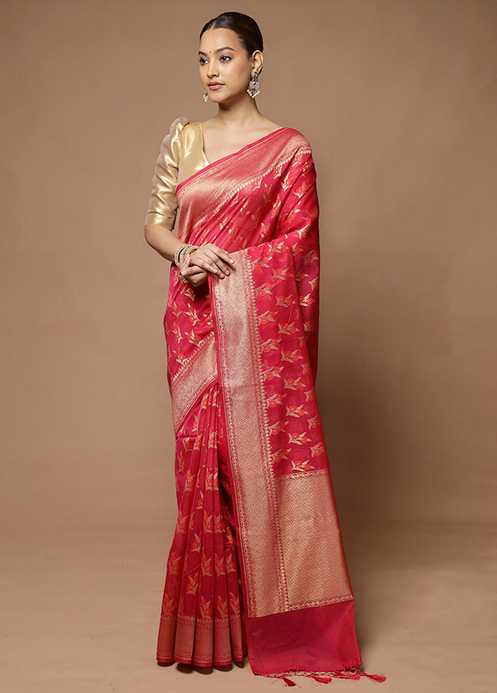 Pink Kora Silk Saree With Blouse Piece Best Store To Get Cheap Online