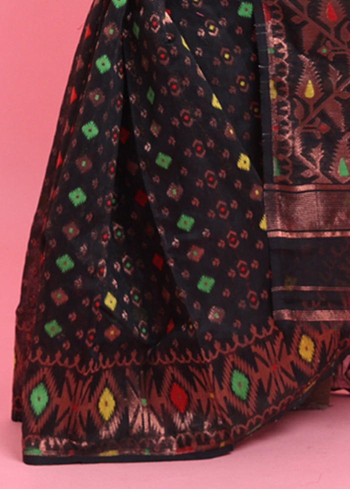 Black Cotton Woven Work Saree Without Blouse Piece Outlet Find Great