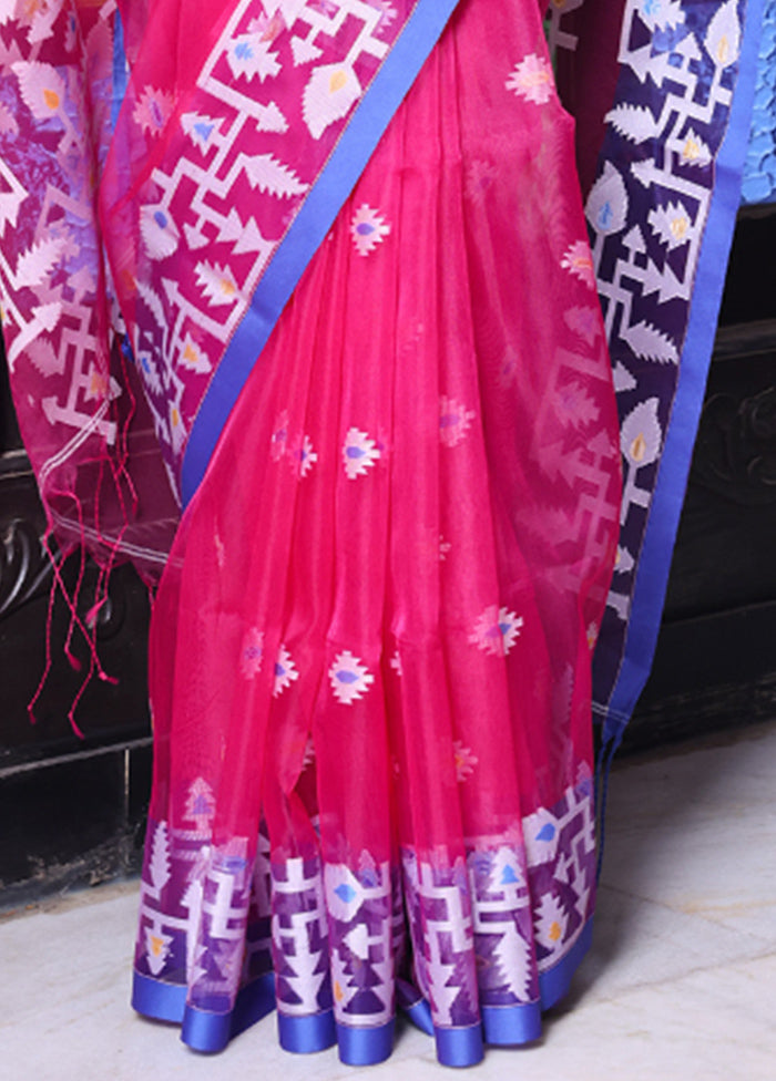 Fuchsia Spun Silk Saree With Blouse Piece Buy Cheap Reliable