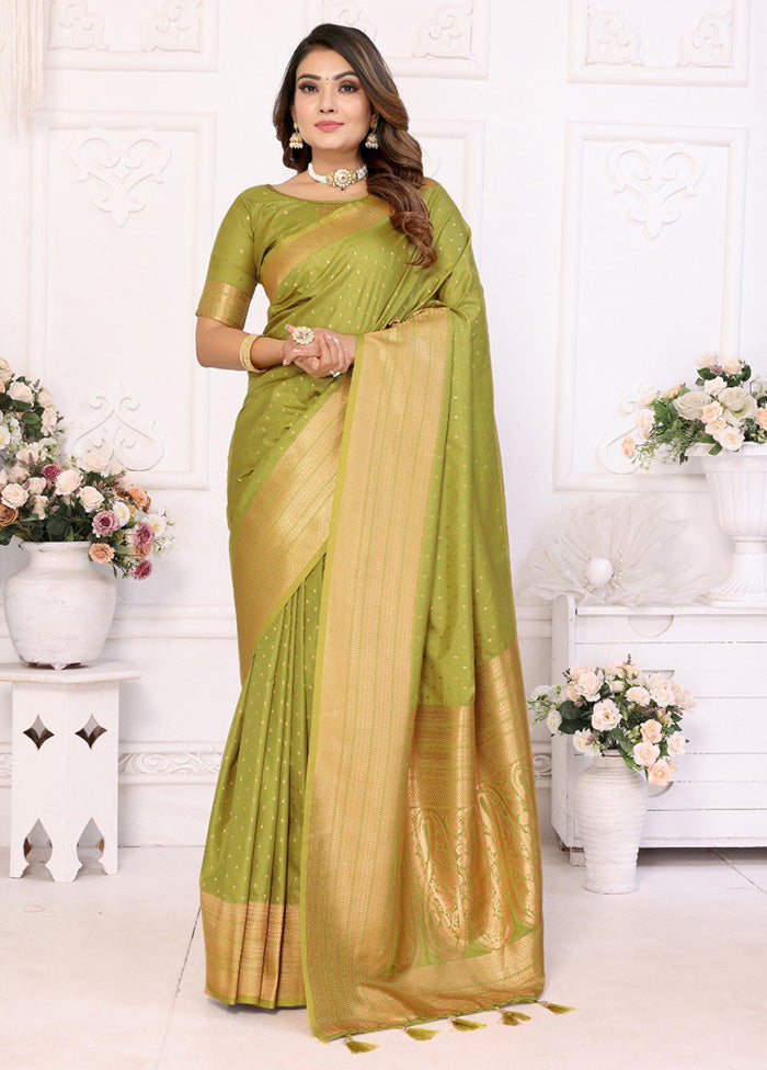 Light Green Spun Silk Saree With Blouse Piece Professional Cheap Pice