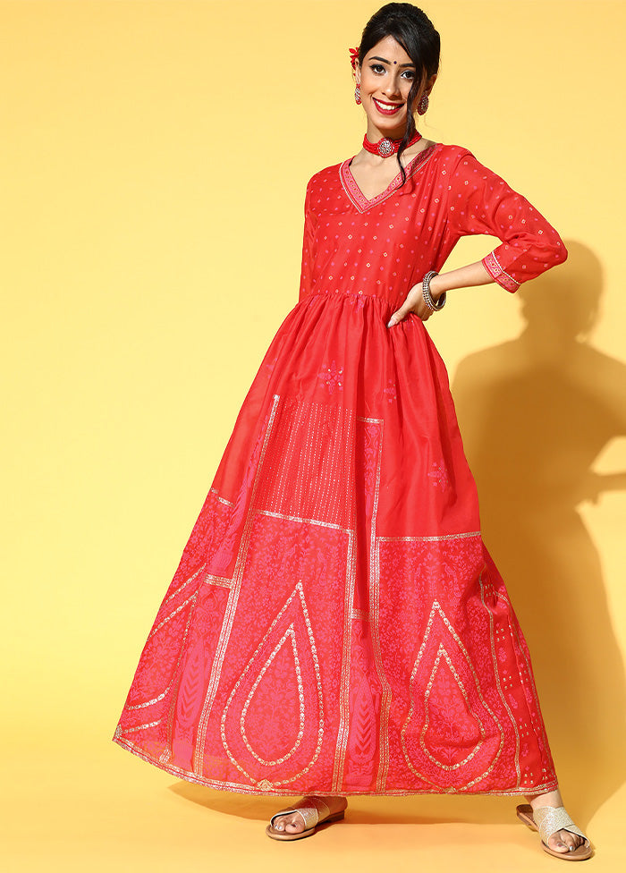 Red Readymade Polyester Indian Dress Buy Cheap Footlocker Finishline