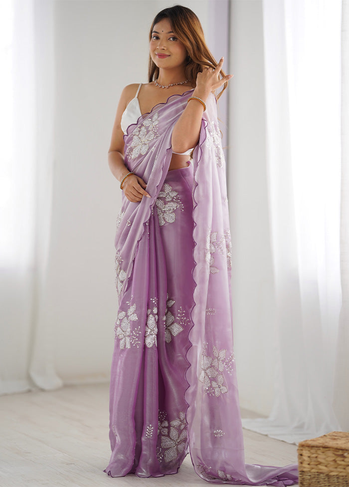 Lavender Spun Silk Saree With Blouse Piece Factory Outlet Cheap Pice