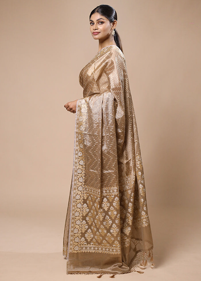 Cream Tissue Silk Saree With Blouse Piece Best Pices Online