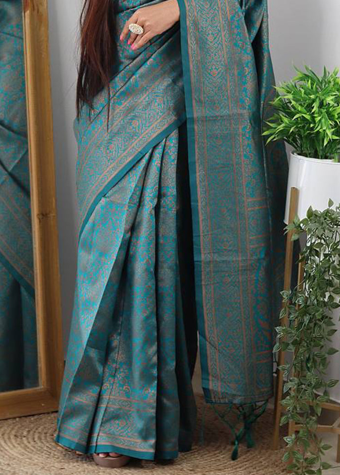 Rama Banarasi Silk Saree With Blouse Piece Nicekicks Cheap Online