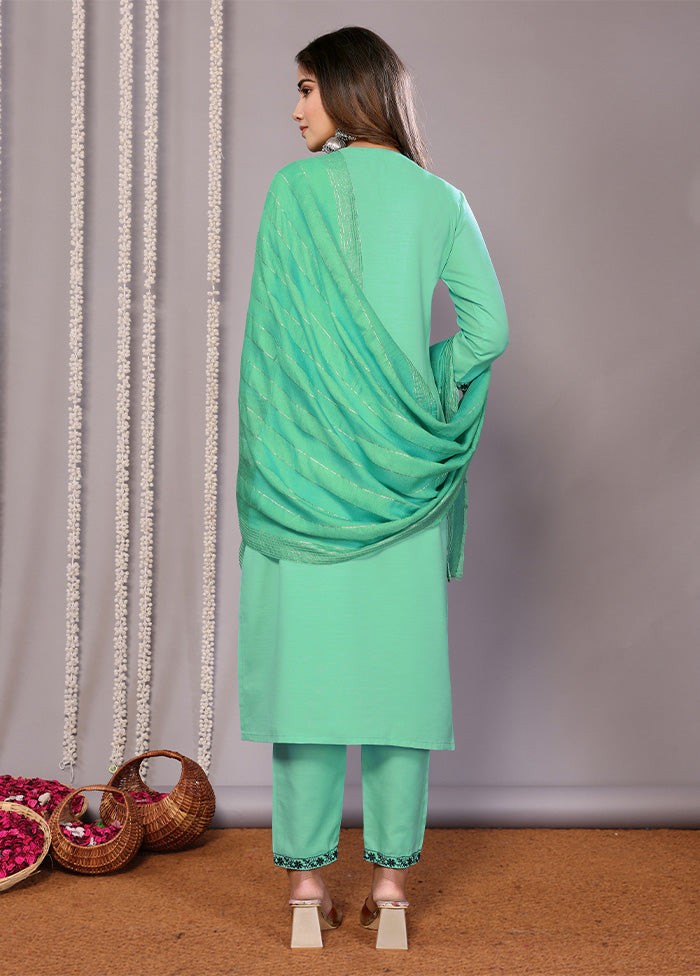 3 Pc Sea Green Readymade Cotton Suit Set Sale Online Shop