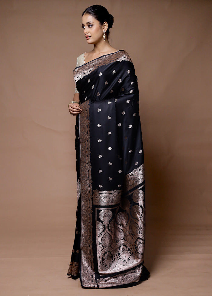 Black Katan Silk Saree With Blouse Piece Discount