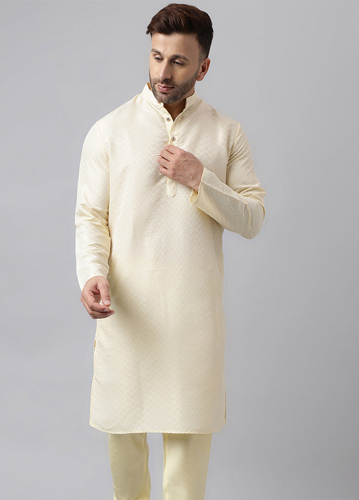 Cream Viscose Jacquard Long Kurta Countdown Package