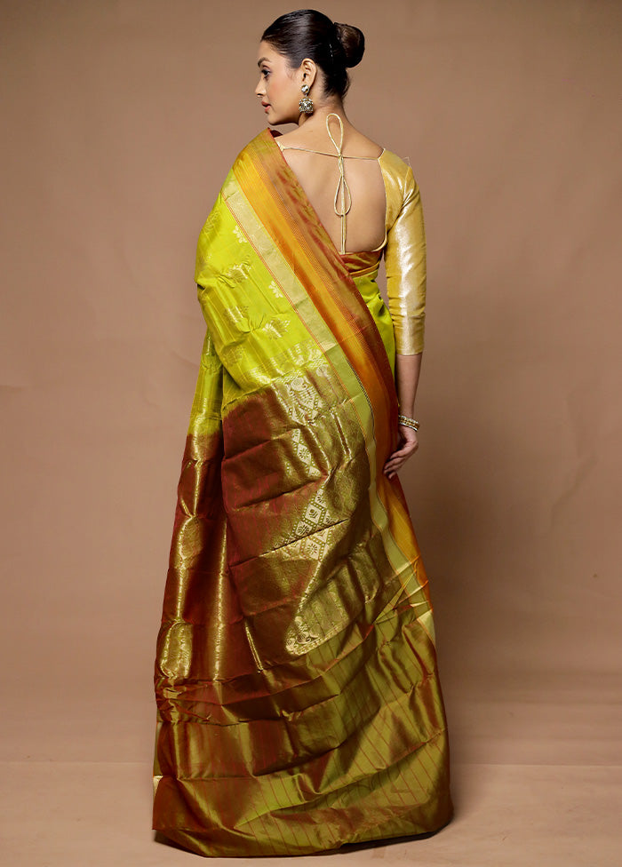 Green Handloom Kanjivaram Pure Silk Saree With Blouse Piece Pick A Best Cheap Pice